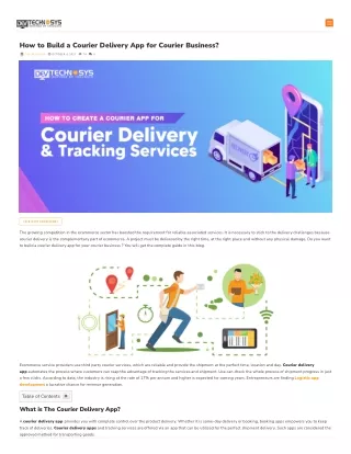 How to Build a Courier Delivery App for Courier Business