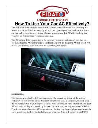 How To Use Your Car AC Effectively