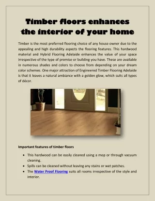 Timber floors enhances the interior of your home