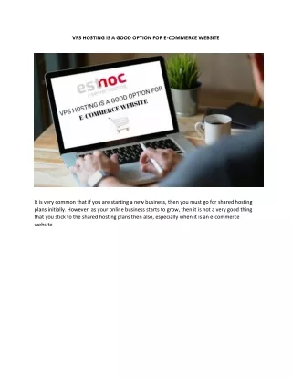 vps hosting is a good option for e commerce