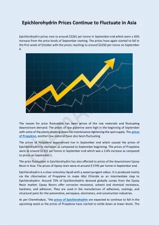 epichlorohydrin prices continue to fluctuate
