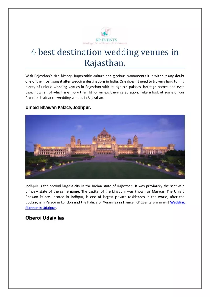 4 best destination wedding venues in rajasthan