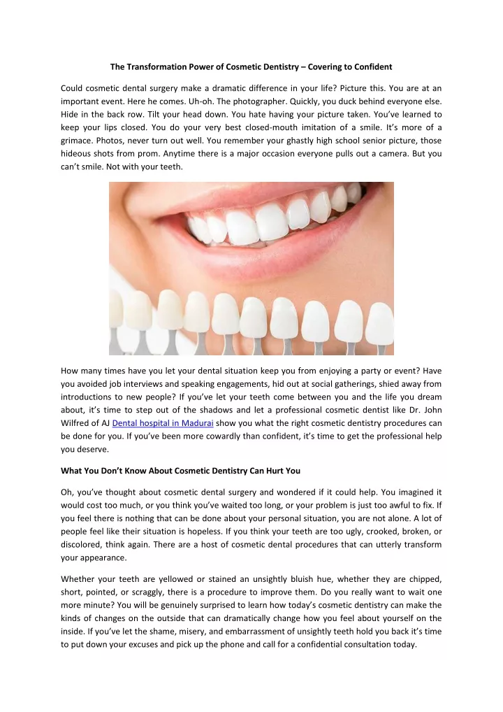the transformation power of cosmetic dentistry