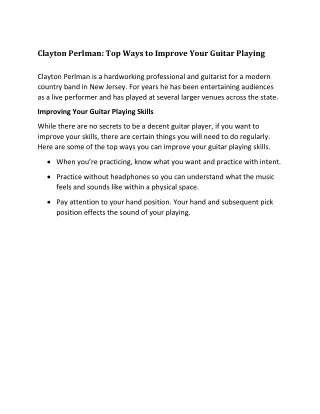 Clayton Perlman: Ways to Improve Your Guitar Playing