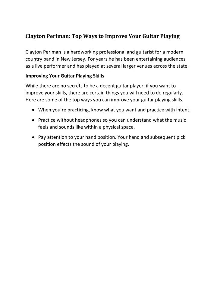 clayton perlman top ways to improve your guitar