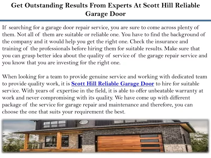 get outstanding results from experts at scott