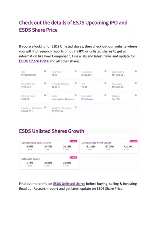 Know about ESDS Pre IPO Important detail 2021