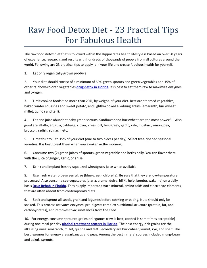 raw food detox diet 23 practical tips