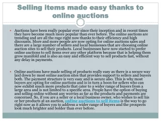 Selling items made easy thanks to online auctions