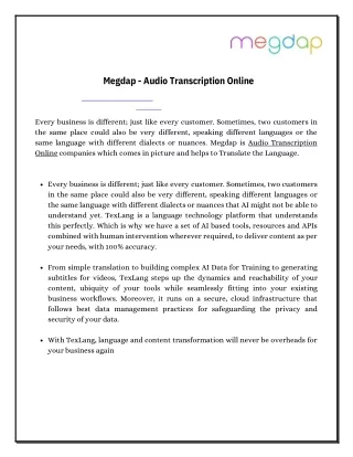 Megdap - Audio Transcription Online