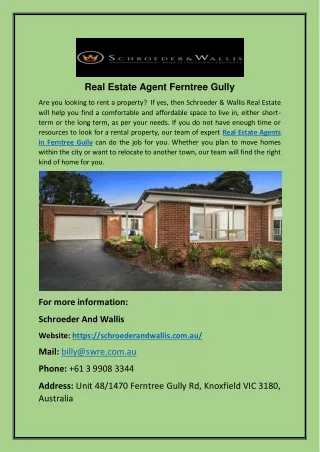 Real Estate Agent Ferntree Gully