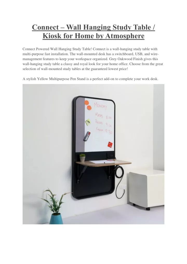 connect wall hanging study table kiosk for home