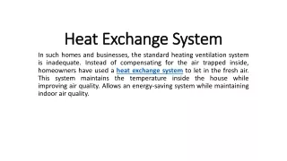 Heat Exchange System