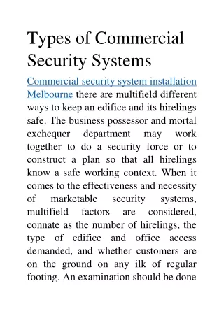 commercial security system installation melbourne