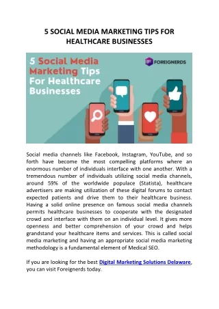5 SOCIAL MEDIA MARKETING TIPS FOR HEALTHCARE BUSINESSES