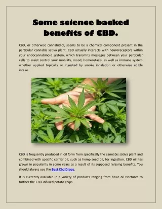 Some science backed benefits of CBD