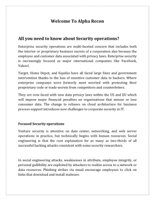 All you need to know about Security operations