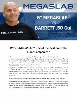 Why Is MEGASLAB® One of the Best Concrete Floor Companies