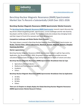 Benchtop Nuclear Magnetic Resonance (NMR) Spectrometer Market Research Report