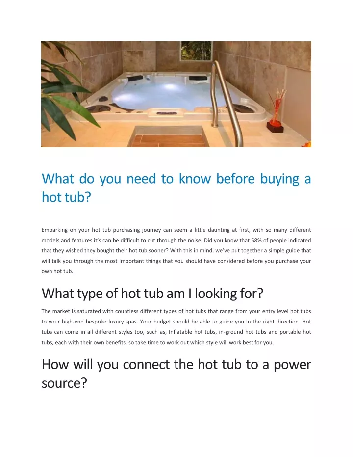 what do you need to know before buying a hot tub