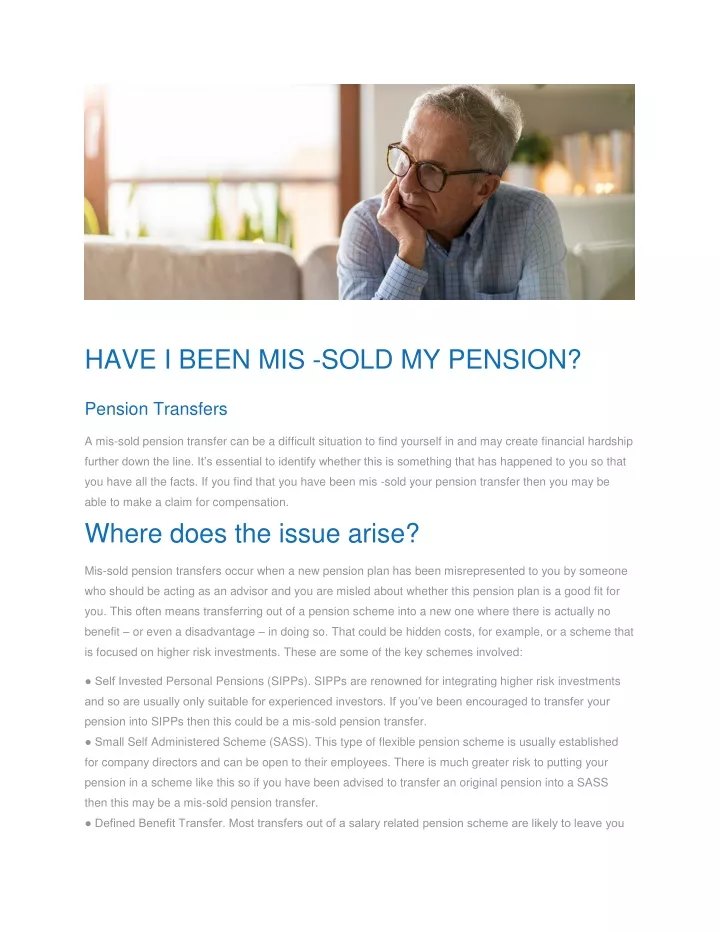 have i been mis sold my pension