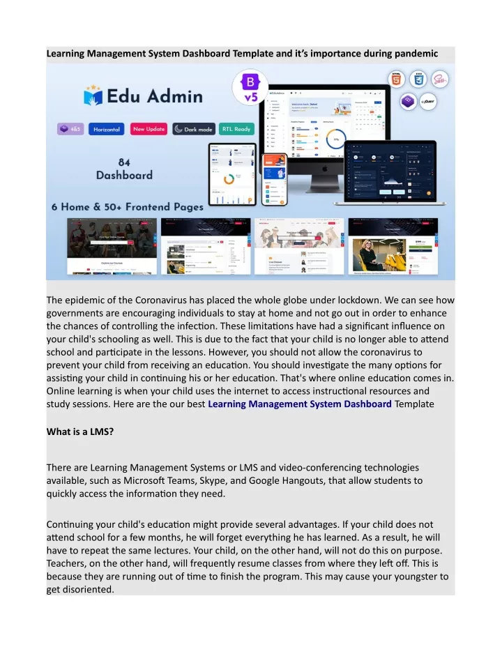 learning management system dashboard template