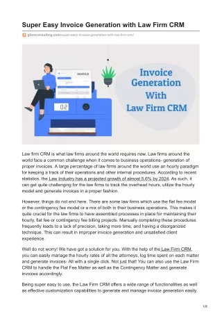 super easy invoice generation with law firm crm