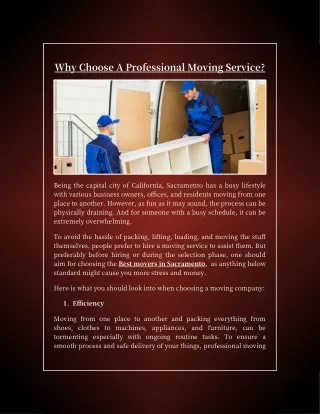 Why Choose A Professional Moving Service?