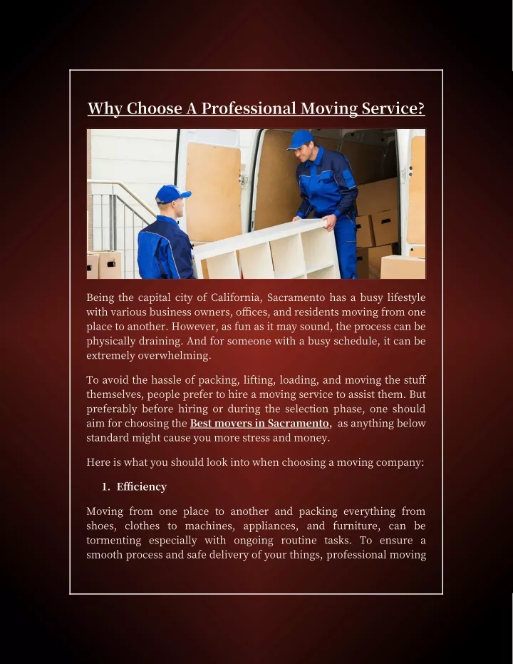 why choose a professional moving service