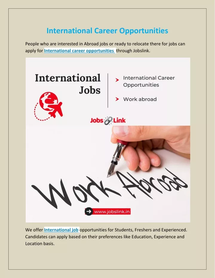 international career opportunities
