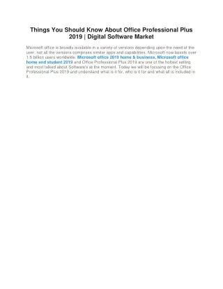 Things You Should Know About Office Professional Plus 2019