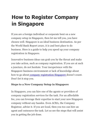 How to Register Company in Singapore