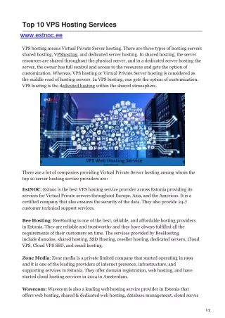 top 10 vps hosting services www estnoc