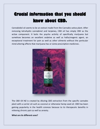 Crucial information that you should know about CBD