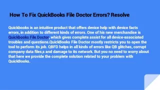 How To Fix QuickBooks File Doctor Errors_ Resolve