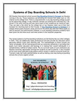 systems of day boarding schools in delhi