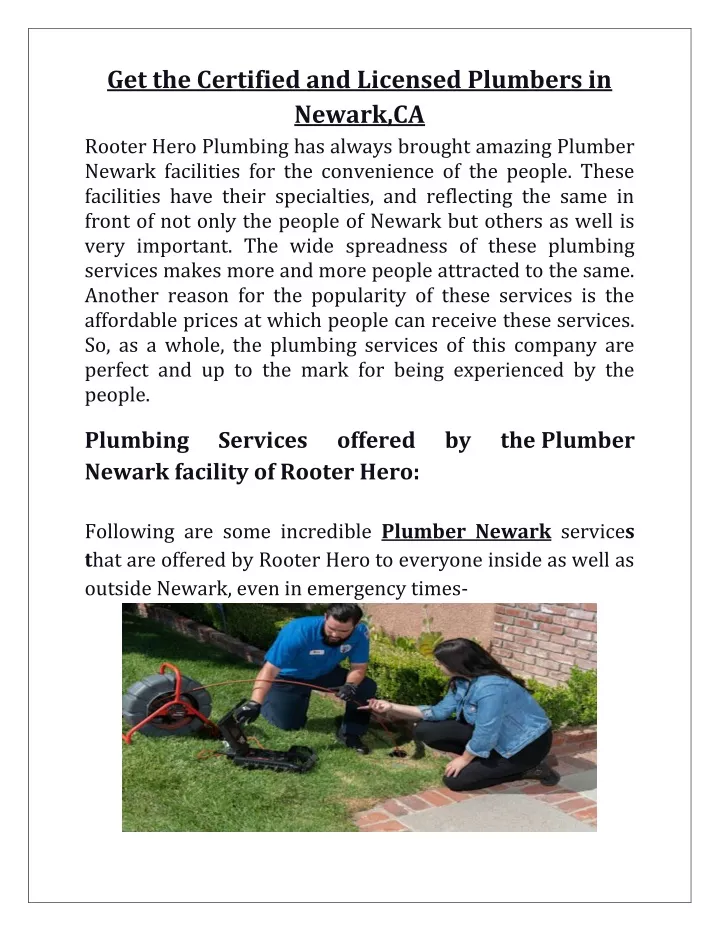 get the certified and licensed plumbers in newark