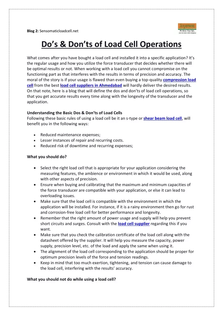 blog 2 sensomaticloadcell net do s don ts of load