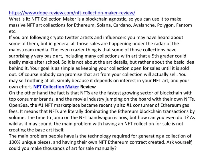 https www dope review com nft collection maker