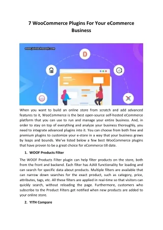 (PDF) 7 WooCommerce Plugins For Your eCommerce Business