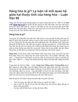 Hàng hóa là gì Lý luận về mối quan hệ giữa hai thuộc tính của hàng hóa – Luận Văn 99