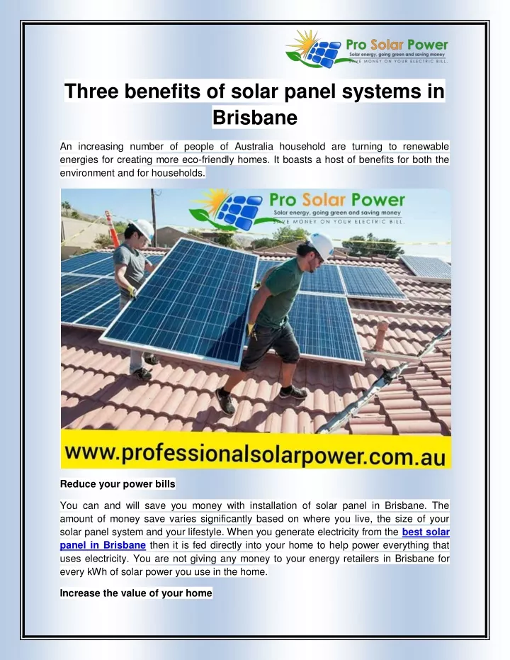 three benefits of solar panel systems in brisbane