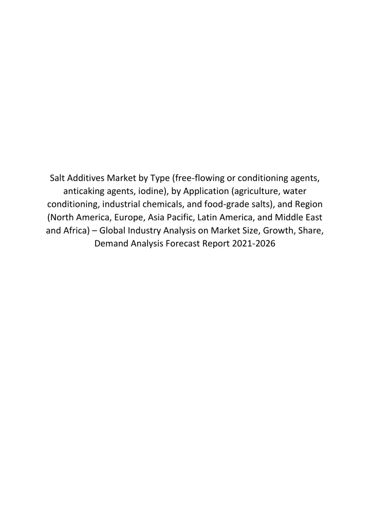 salt additives market by type free flowing