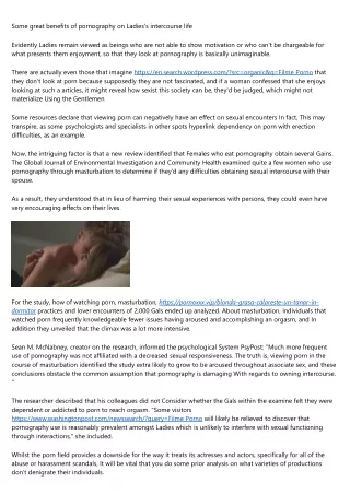some great benefits of pornography on ladies