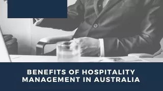 Benefits of Hospitality Management in Australia
