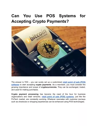 Can You Use POS Systems for Accepting Crypto Payments