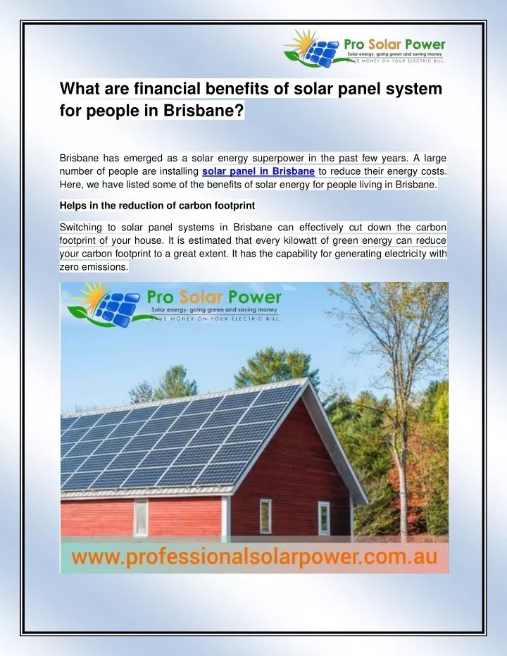 what are financial benefits of solar panel system