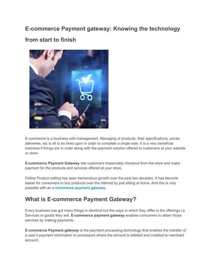 e commerce payment gateway knowing the technology