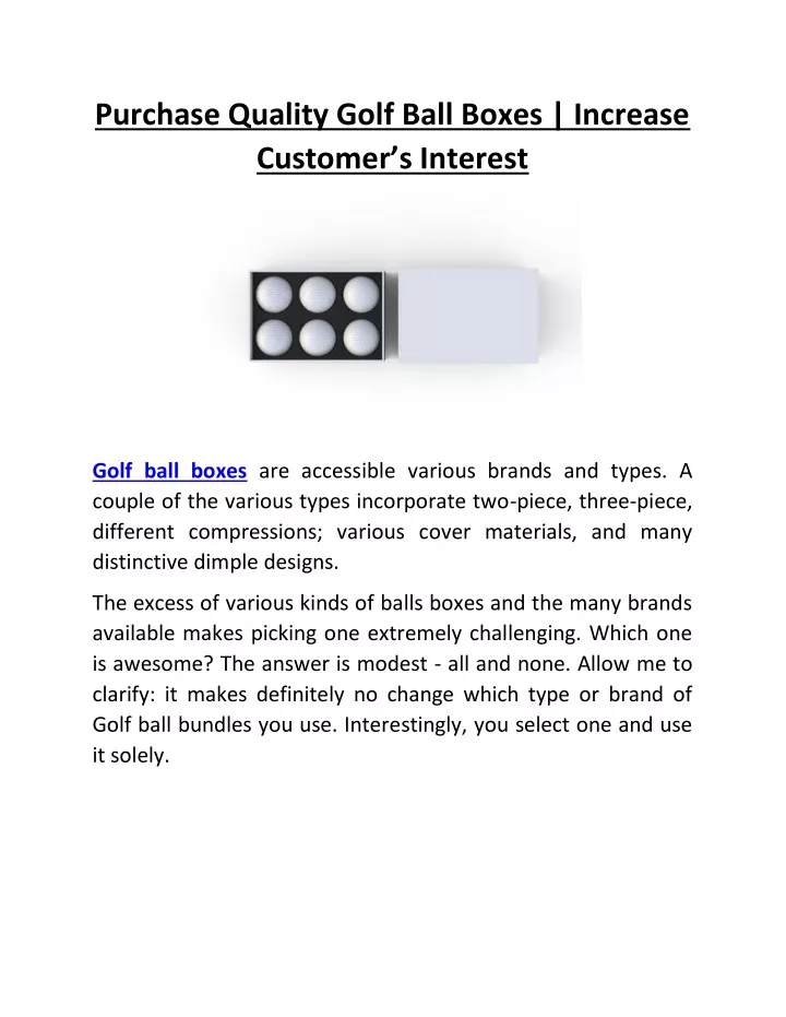 purchase quality golf ball boxes increase