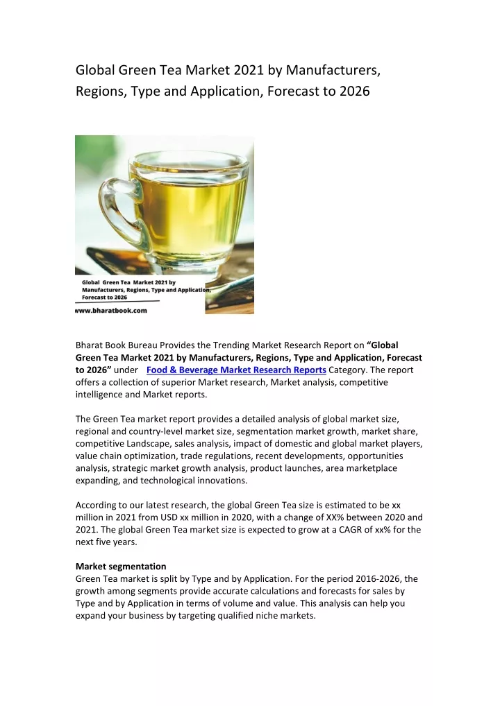 global green tea market 2021 by manufacturers